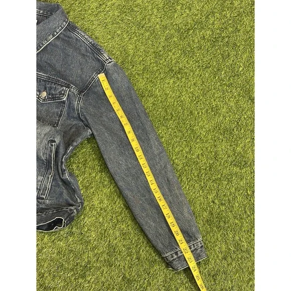 Wesc Denim Trucker‎ Jacket Unisex Mens XL Womens XXL Blue Jean THRILLS Graphic - Picture 15 of 16